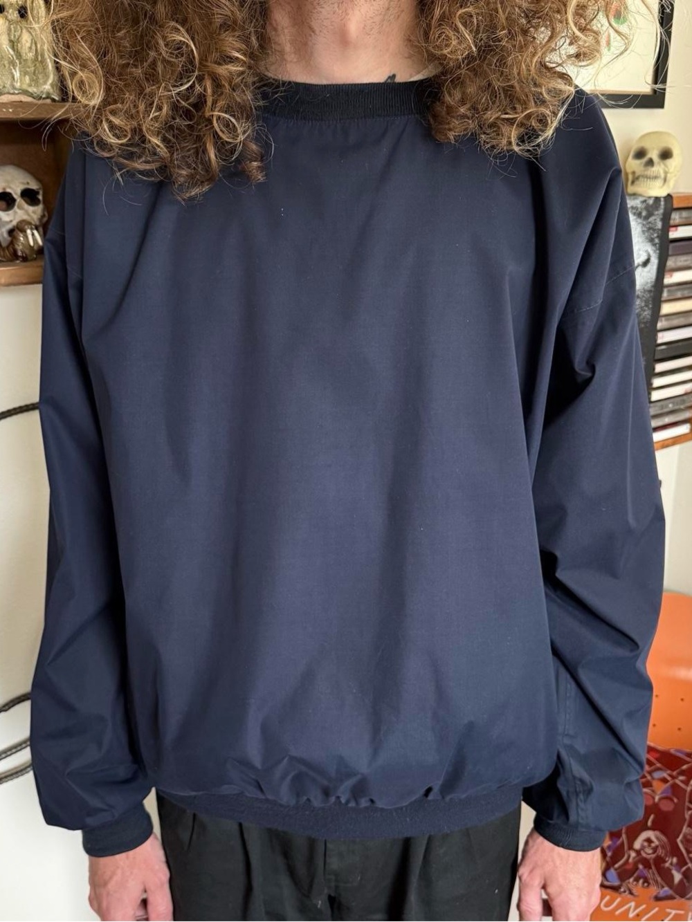 Vintage 80s Duckster Navy Windbreaker Warmup Pullover Jacket ~ Size Medium